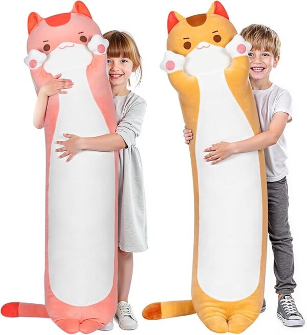 Artist-Designed Ultra Soft Long Cat Plush Body Pillow